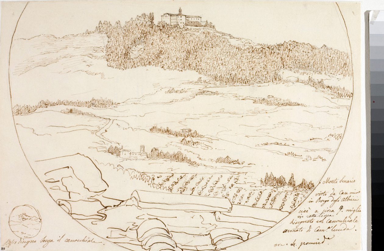 佛罗伦萨附近的 monte Senario 景观（绘图，约 1833 年） 作者 路易吉·加里波