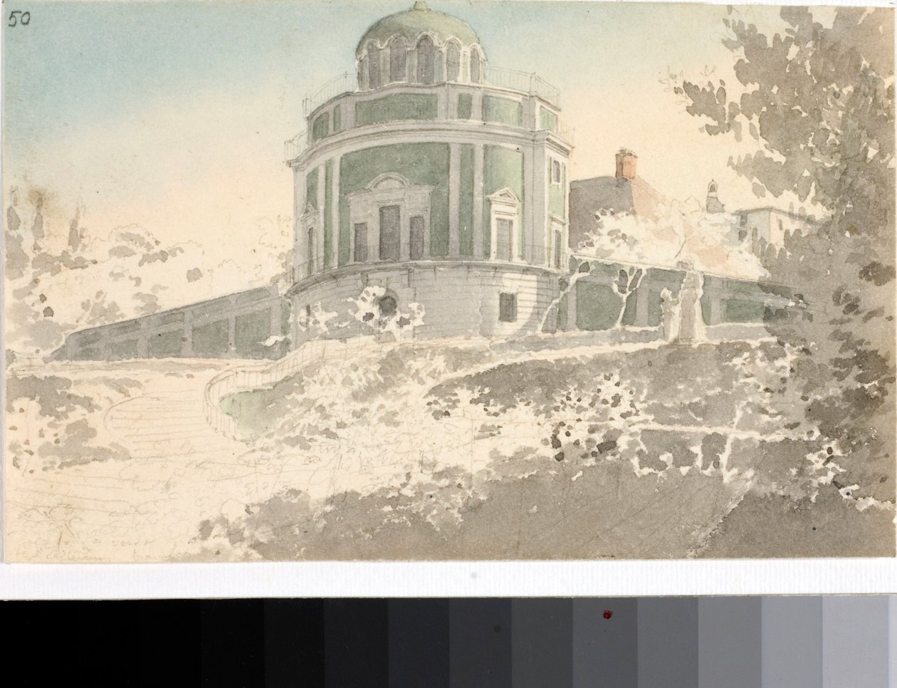 View of the Pavilion Kaffeehause in the gardens of Boboli (Watercolour, circa 1825) 作者 路易吉·加里波