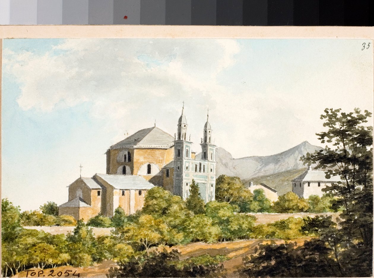 View over the church of ss Nazarius and Celsus in Arenzano, Genoa (Watercolour, ca 1825) 作者 路易吉·加里波