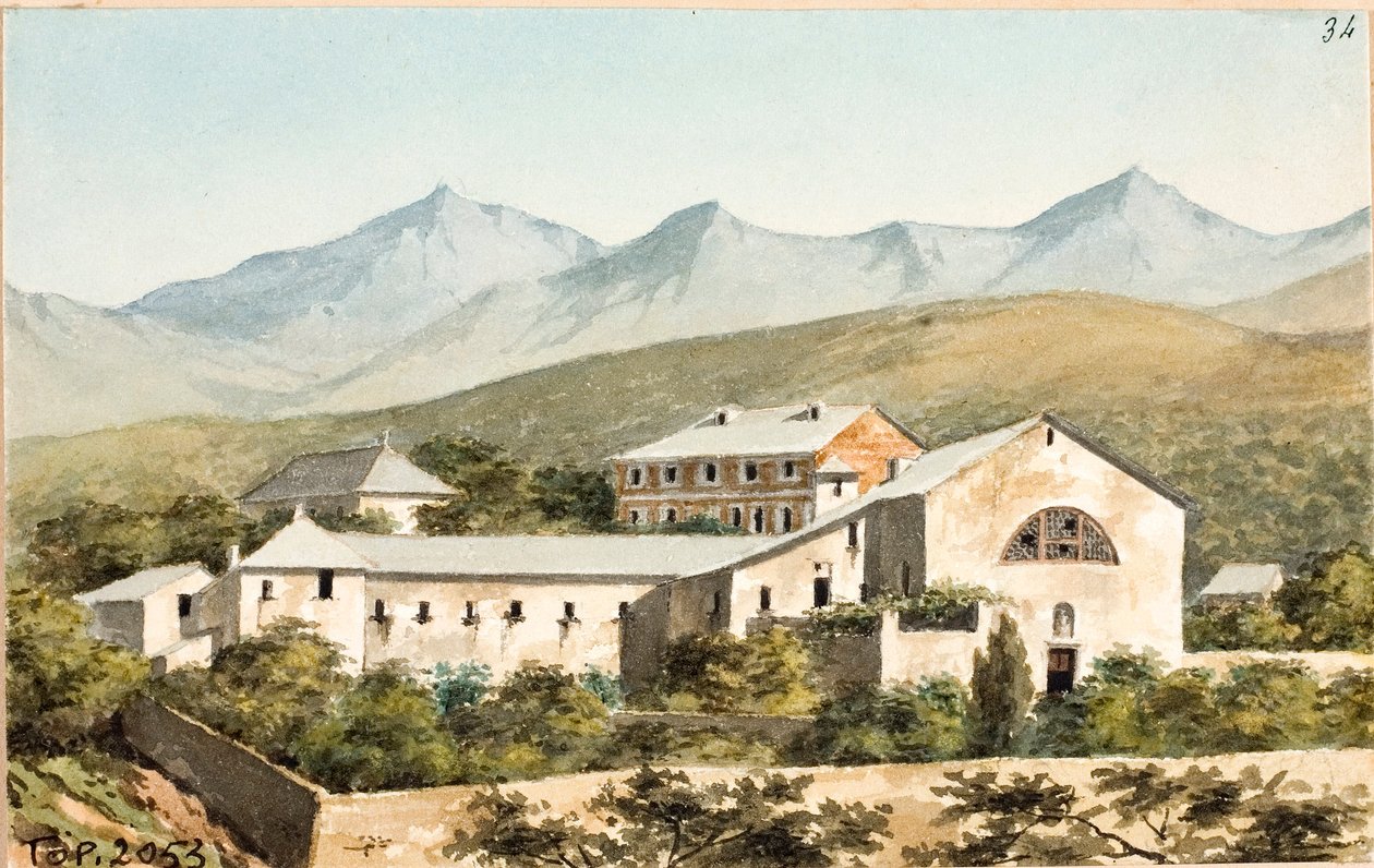 热那亚Nostra Signora del Monte圣殿的景色（水彩画，约1825年）。 作者 路易吉·加里波
