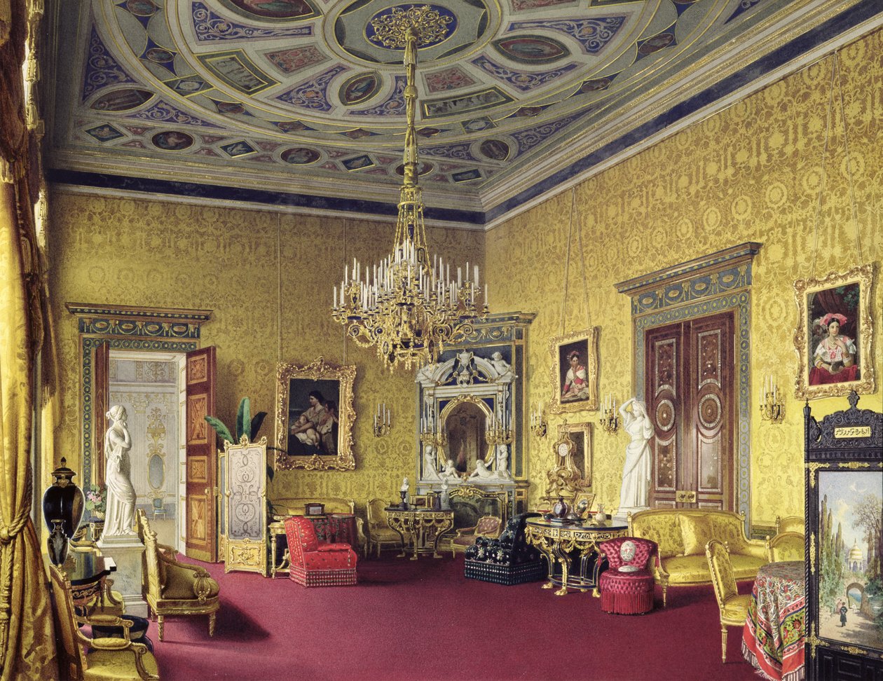 1859年在Tsarskoye Selo的凯瑟琳宫的里昂大厅 作者 路易吉·普雷马齐（Luigi Premazzi）