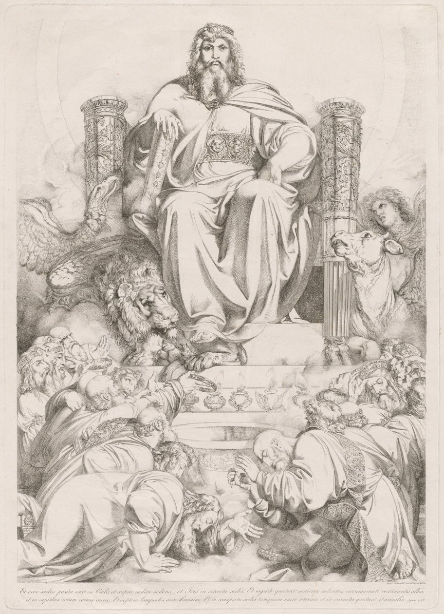 Et ecce sedes posita erat in coelo...（神子在宝座上，被四种生物环绕，被二十四位长老敬拜的陛下）。 作者 路易吉·萨巴泰利一世