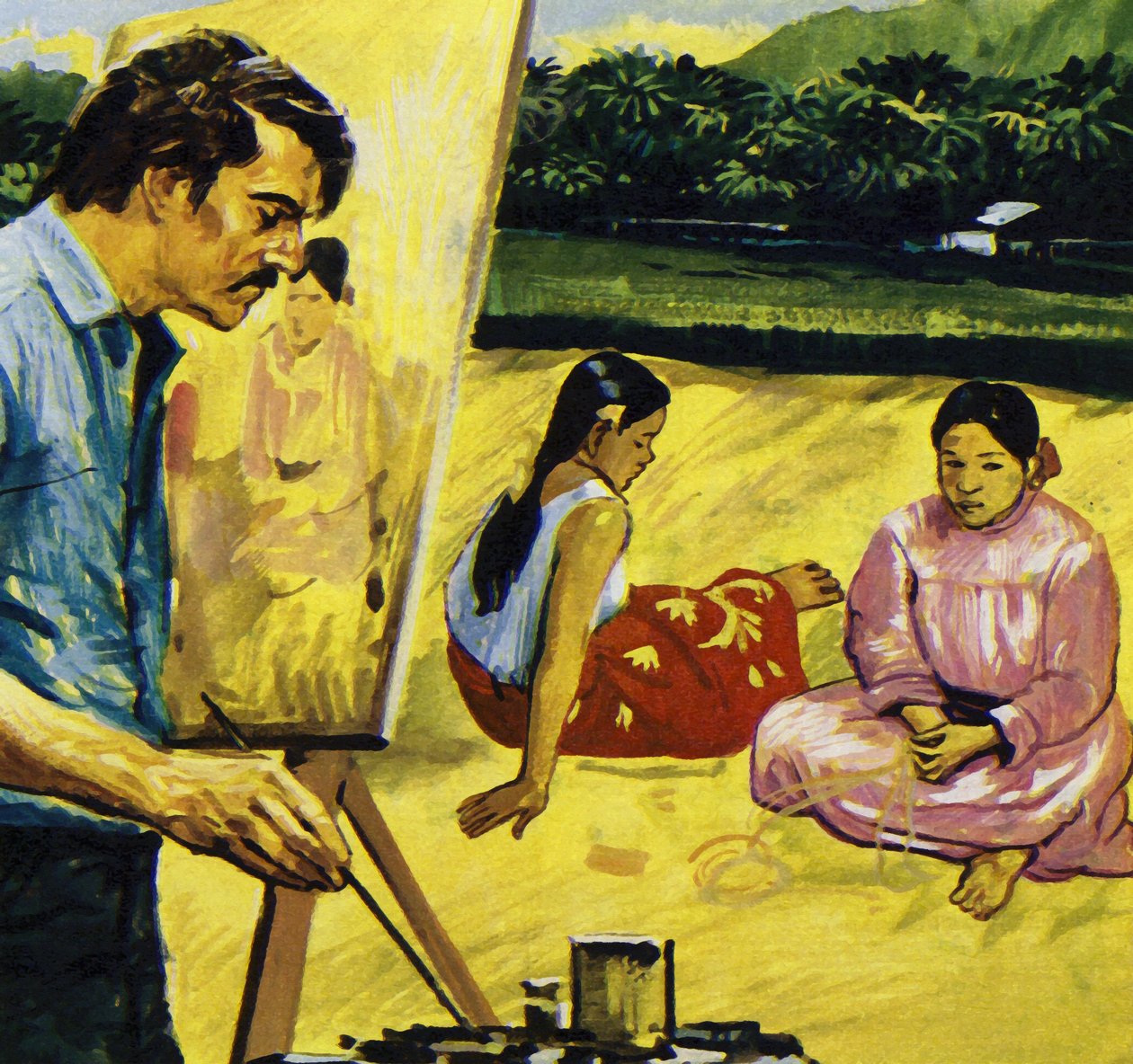 高更绘制的塔希提岛土著女孩（彩色石版画） 作者 路易斯·阿卡斯·布劳纳