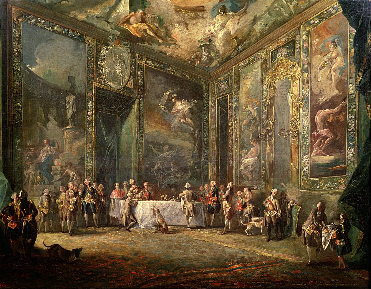 查理三世（1716-88）de Borbon，在他的法庭上午餐，1770年 作者 
