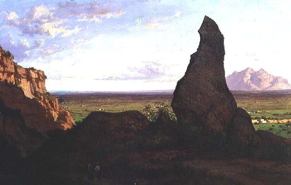 有突出岩石的风景（布面油画 作者 路易斯·里加特
