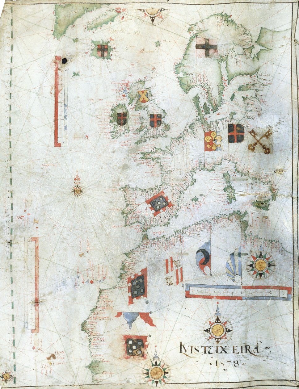 西欧和北非的波多兰海图，1578年 作者 路易斯·特谢拉