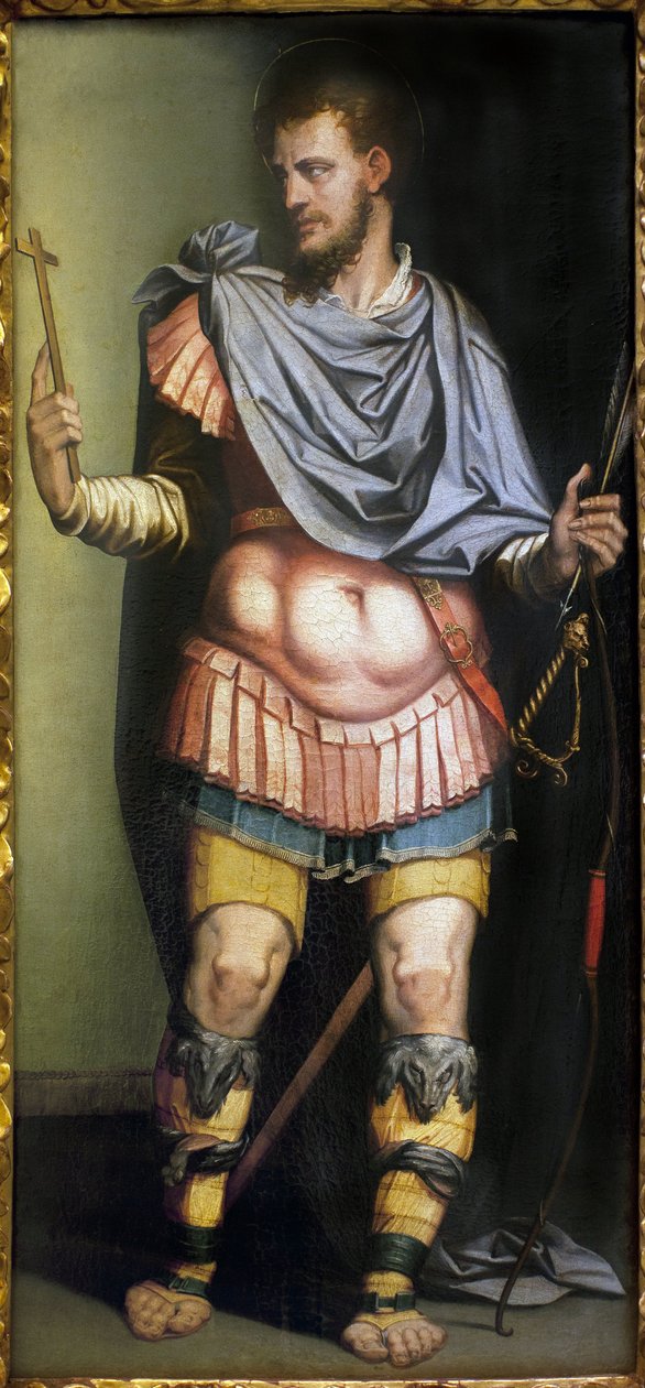 圣塞巴斯蒂安（3 世纪的烈士）。 Luis de Vargas (1505-1567) 的绘画。 西班牙塞维利亚美术博物馆。 作者 路易斯·德·瓦尔加斯