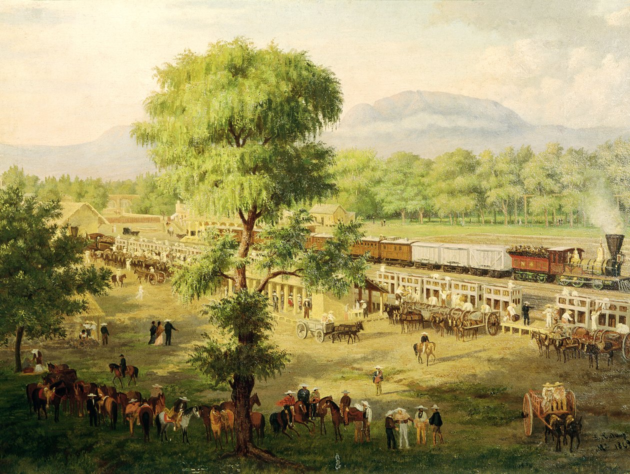 铁路在墨西哥山谷，1869年 作者 路易斯·科托（Luiz Coto）