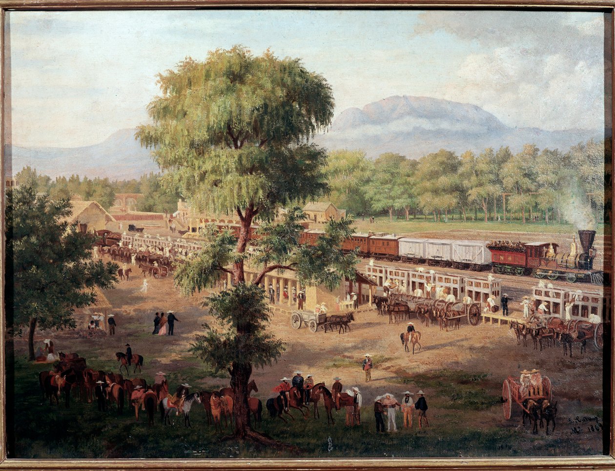 墨西哥山谷铁路景观 路易斯-科托（1830-1891）的绘画 墨西哥城，国家历史博物馆，查普尔特佩克城堡 作者 路易斯·科托（Luiz Coto）