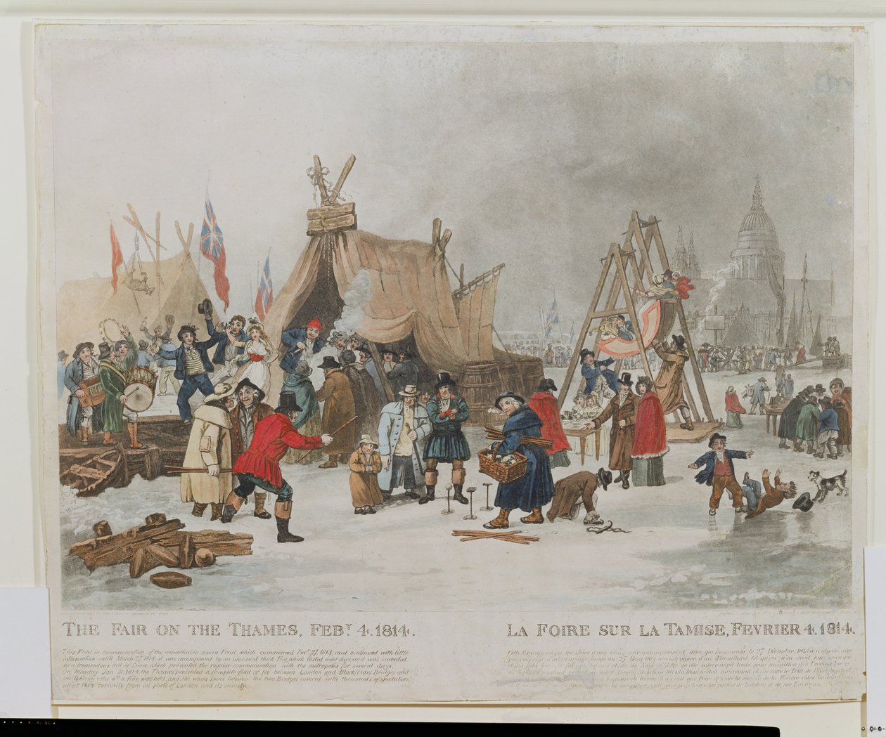 1814年2月4日泰晤士河上的博览会，由Reeve（aquatint）雕刻 作者 卢克·克莱内尔