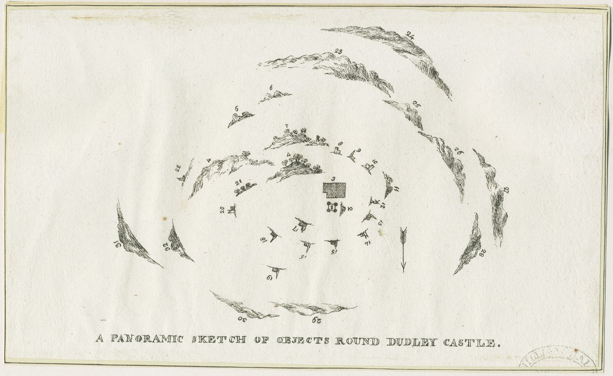 达德利--达德利城堡地区的全景：石版画，nd [约1825年] （印刷品）。 作者 卢克·布克