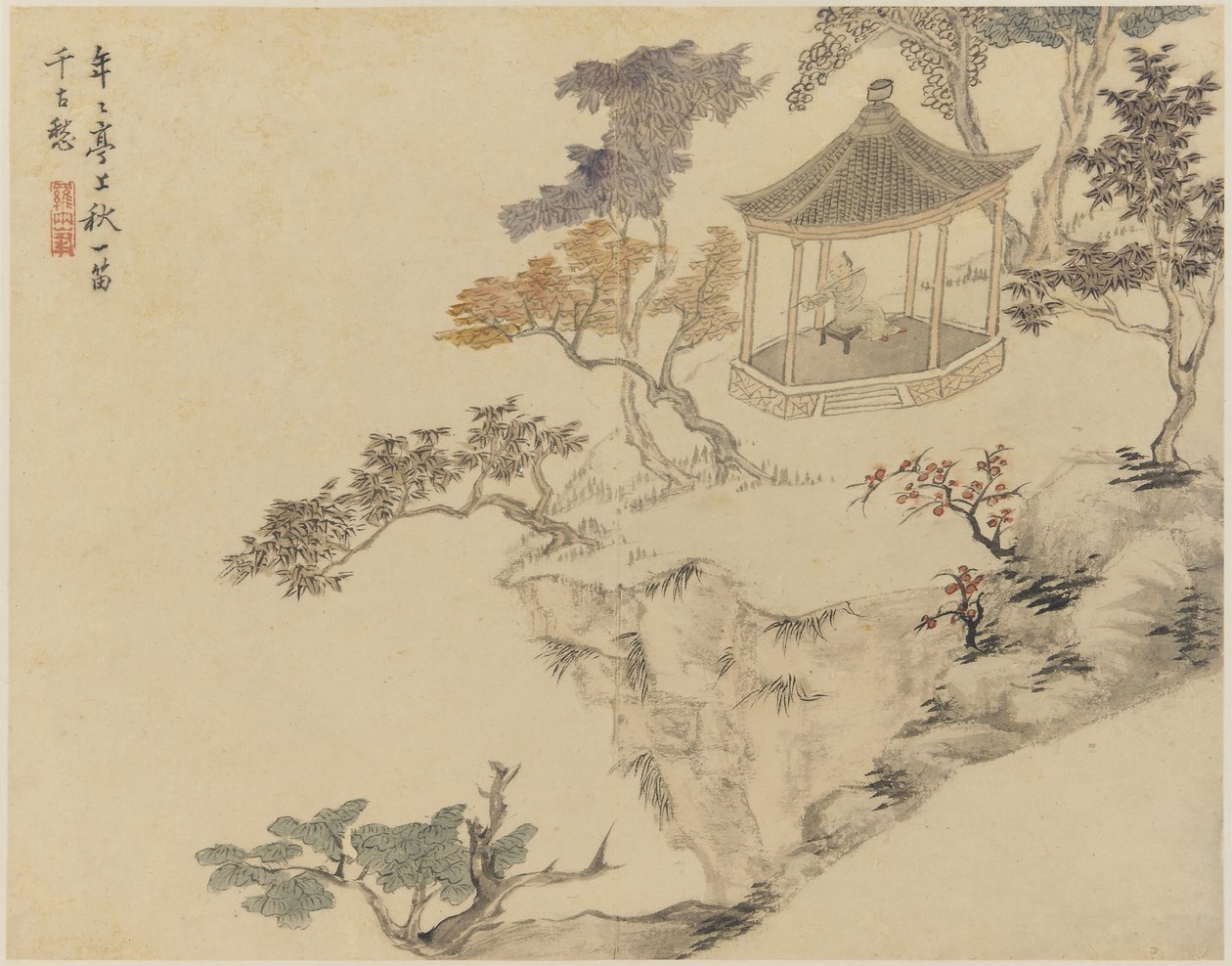 清代诗歌概念，1774年（纸上的墨水和颜色） 作者 罗平