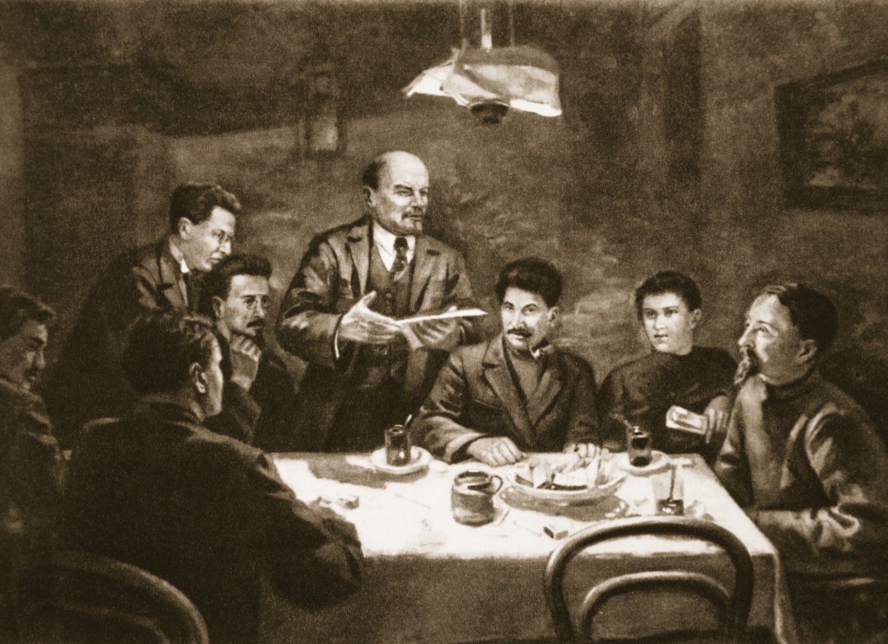 布尔什维克党中央委员会会议，1917 年 10 月 23 日（平版印刷） 作者 卢波夫 (attr. to)