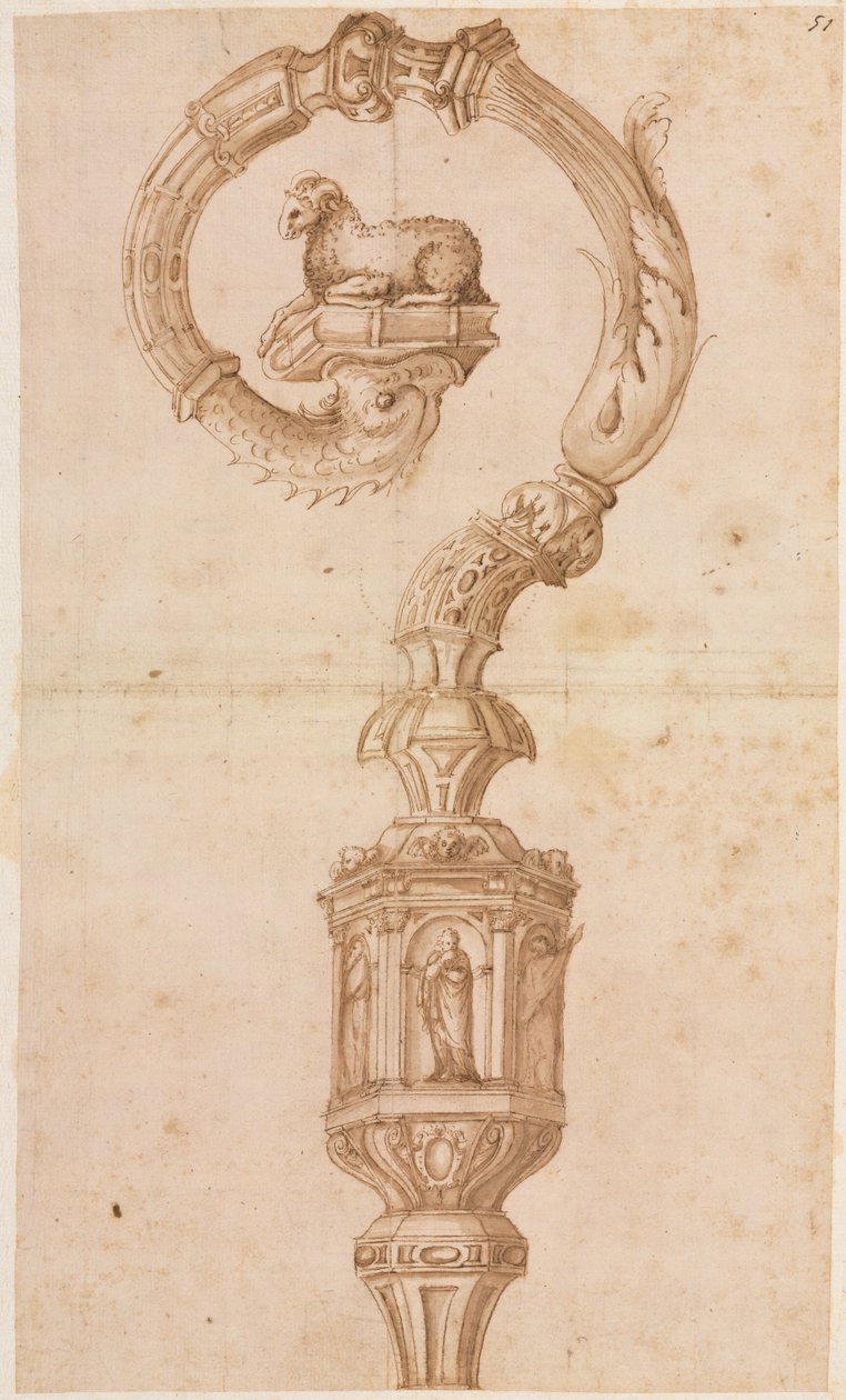 1500年代中期设计的Crozier。 作者 卢齐奥·罗马诺（Luzio Romano）