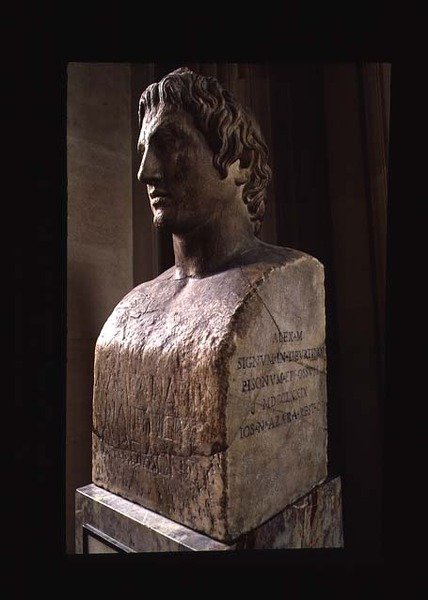 亚历山大大帝（公元前356-323年）（大理石）（另见16524）。 作者 Lysippus（归属于）