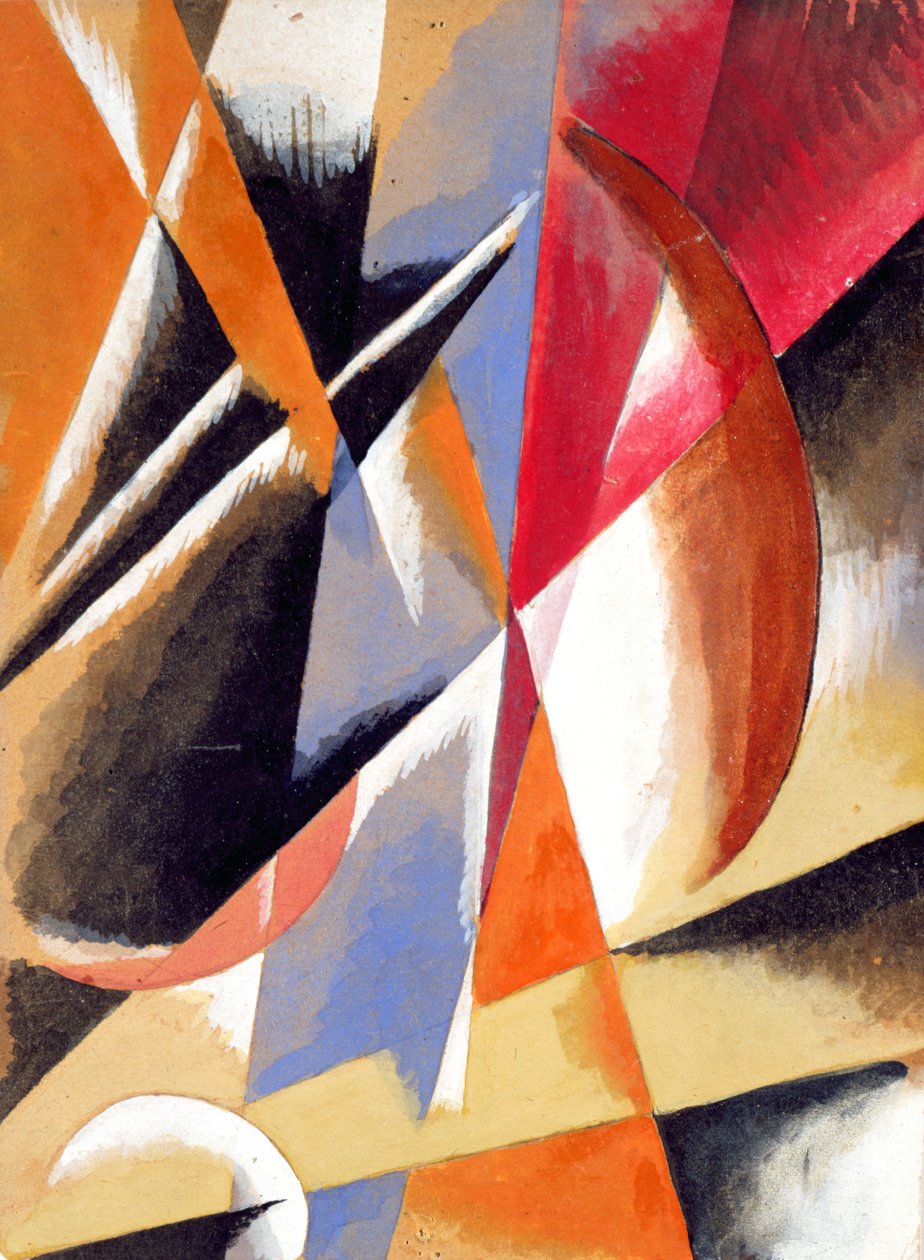 组成，c.1920（水粉纸上的水粉，蜡笔和铅笔） 作者 柳博夫·谢尔盖维娜·波波娃