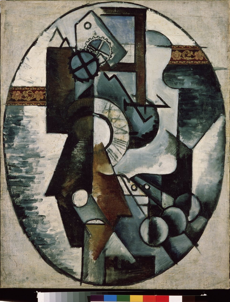 时钟Lyubov (Lyubov) Sergeyevna Popova（1889-1924 年）的画作，布面油画和拼贴画 作者 柳博夫·谢尔盖维娜·波波娃