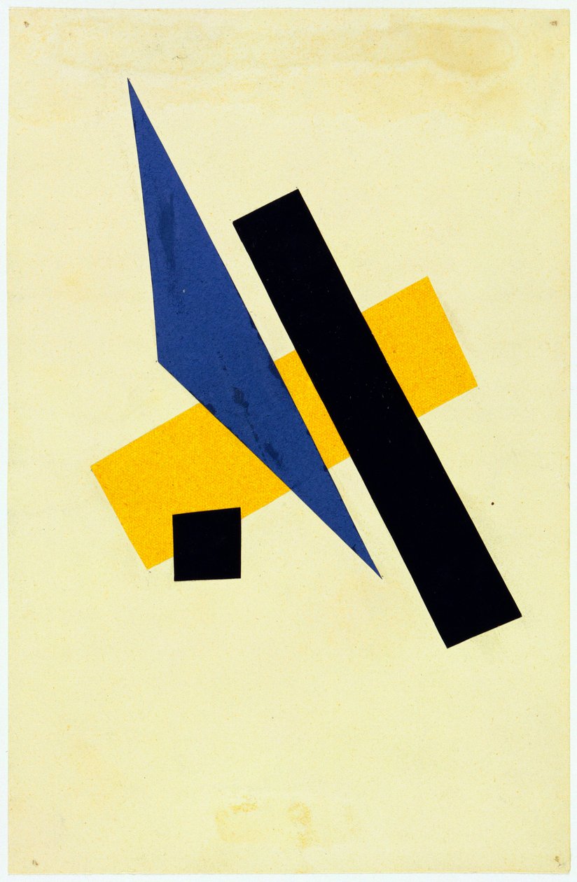 Sans titre - Popova, Lyubov Sergeyevna (1889-1924) Untitled Collage, gouache on paper 1917 23.9x15.6 - New York City.现代艺术博物馆(MOMA) 作者 柳博夫·谢尔盖维娜·波波娃