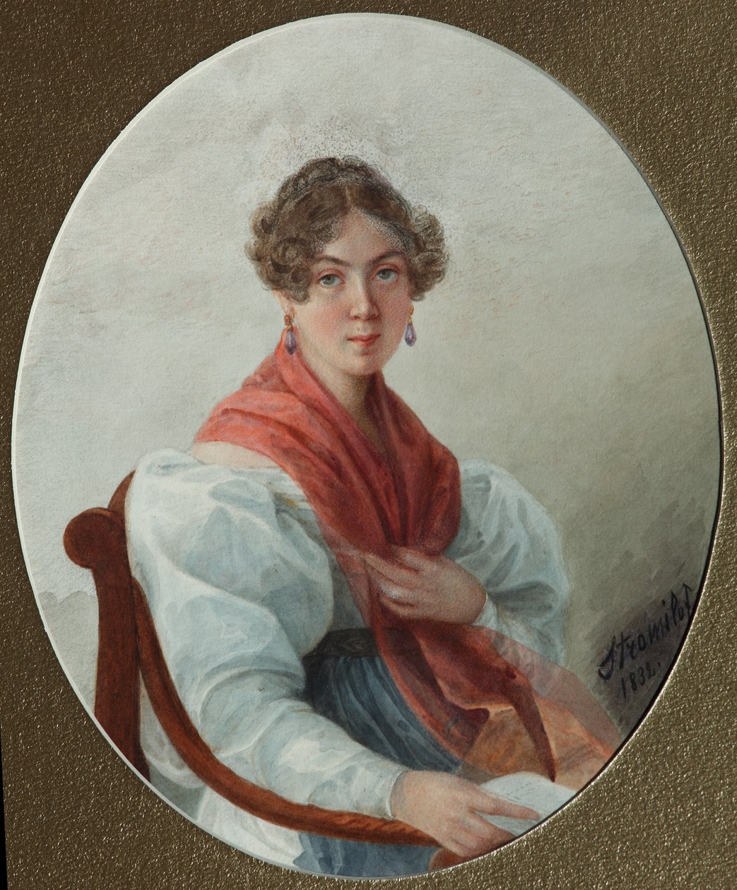 纳·瓦西里耶娃（NA Vasilyeva）肖像，1835年 作者 柳博夫（Lyubov Stepanovna）Borozdna Stromilova