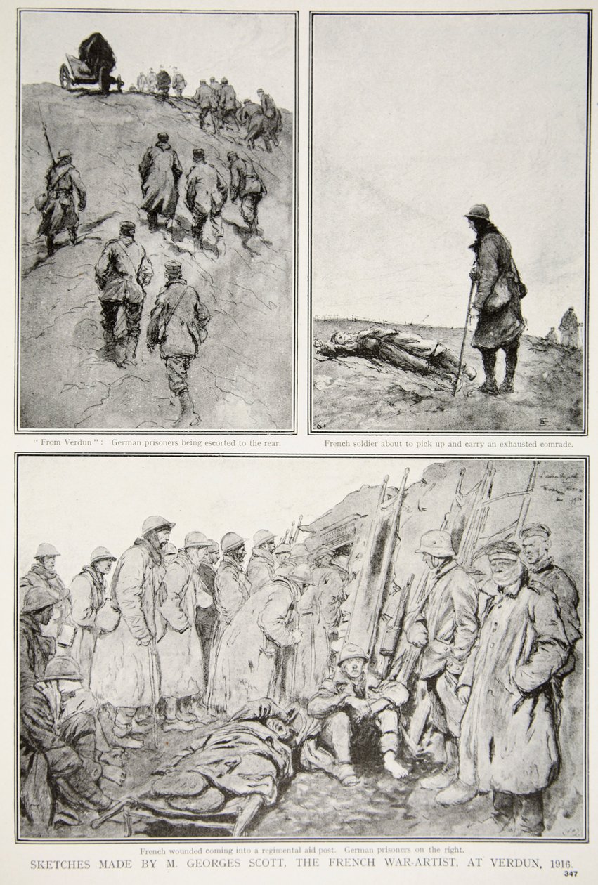1916年法国战争艺术家在凡尔登制作的草图 作者 乔治·斯科特（M. Georges Scott）