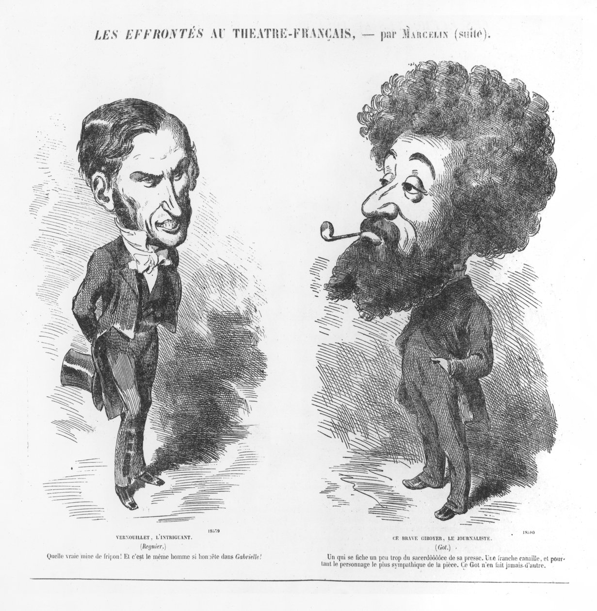 讽刺的Vernouillet和来自&39;Les Efrontes au Theater Francais&39;的勇敢的Giboyer，新闻记者 作者 马塞林