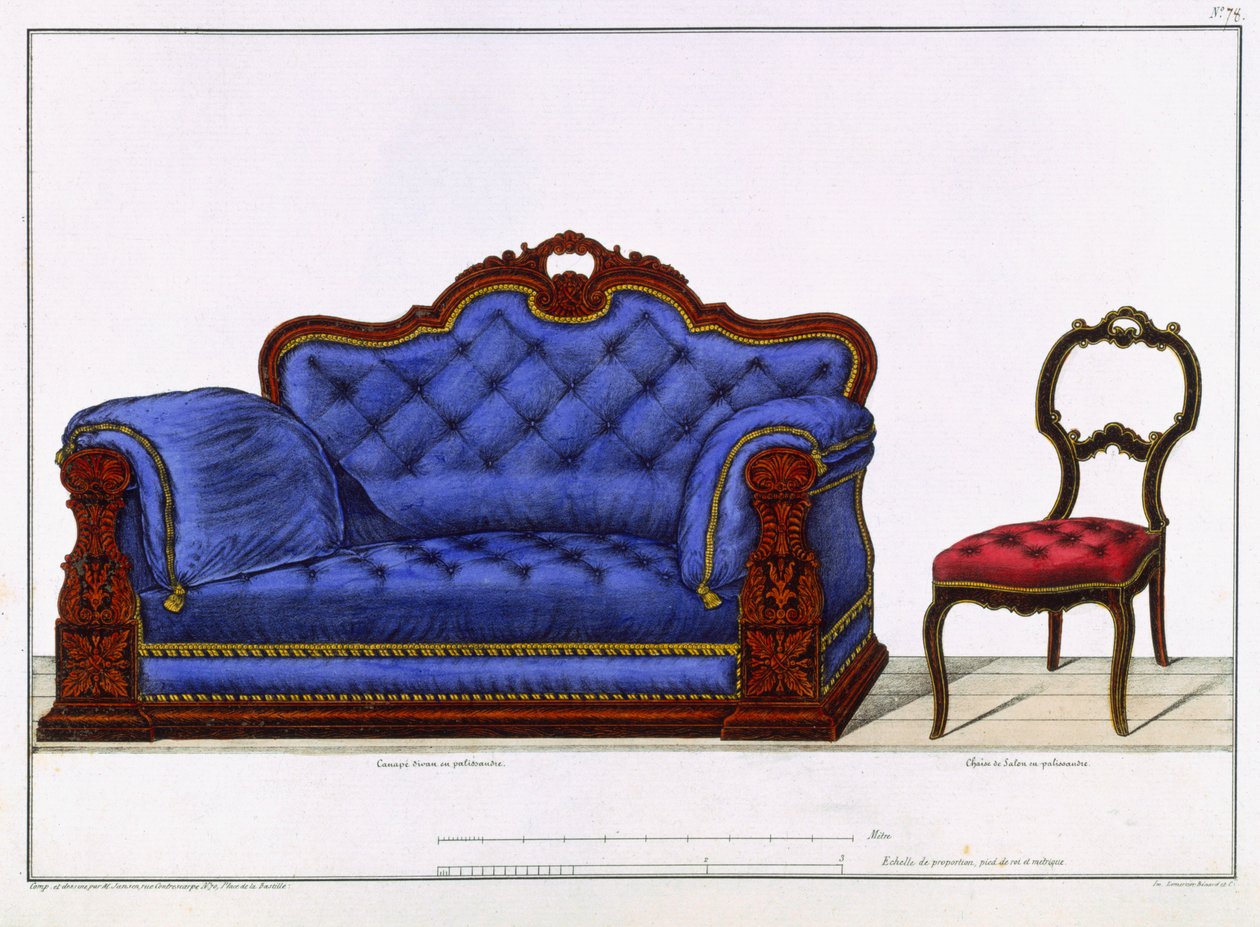 法国沙发和椅子从家具模型和室内装饰家具，巴黎，桑蒂，M，1828年 作者 桑蒂