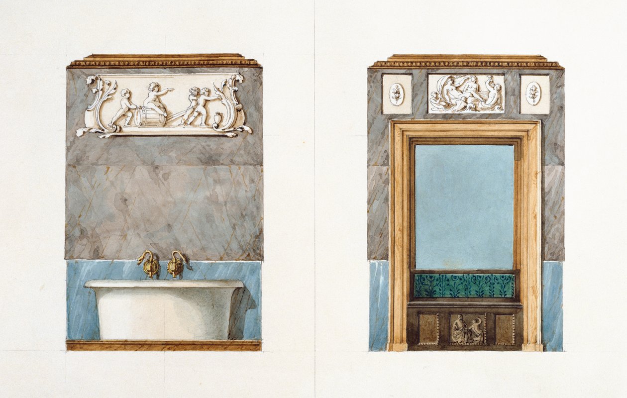 Fortunee街的浴室，房子于1847年由巴尔扎克购买，1851年（纸上写着） 作者 桑蒂