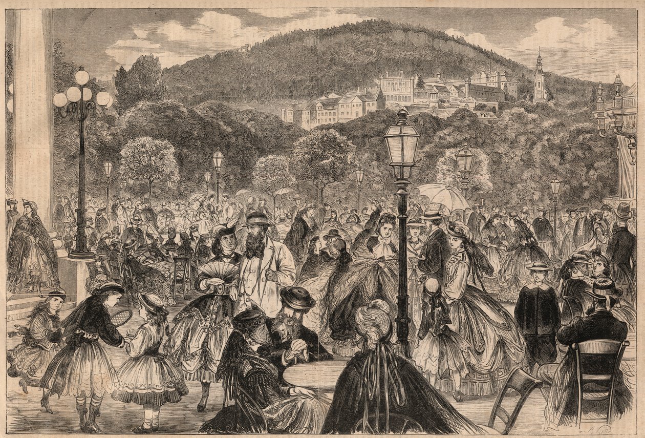 德国巴登巴登1865年：长廊。 作者 皮耶奇之后