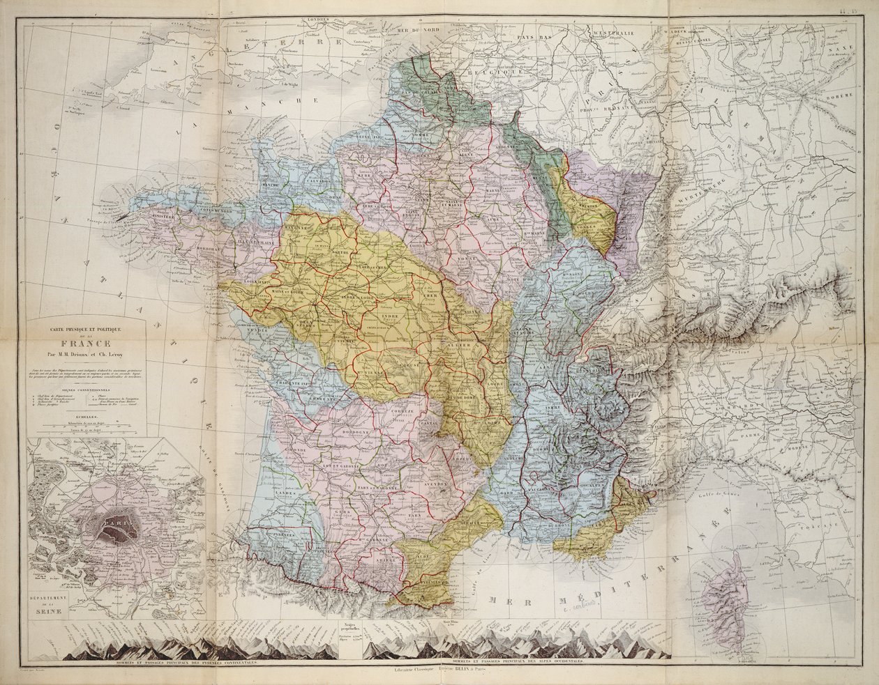 法国地图，c.1830-40 作者 MM和Leroy，Ch。Drioux