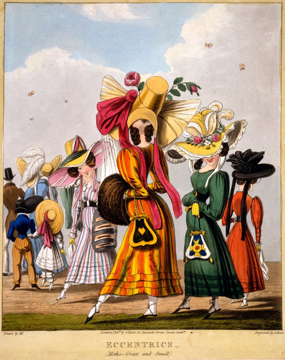 Eccentrics  - 飞蛾（大与小），由乔治·亨特制作的印刷品，1827年（手工彩色雕刻） 作者 