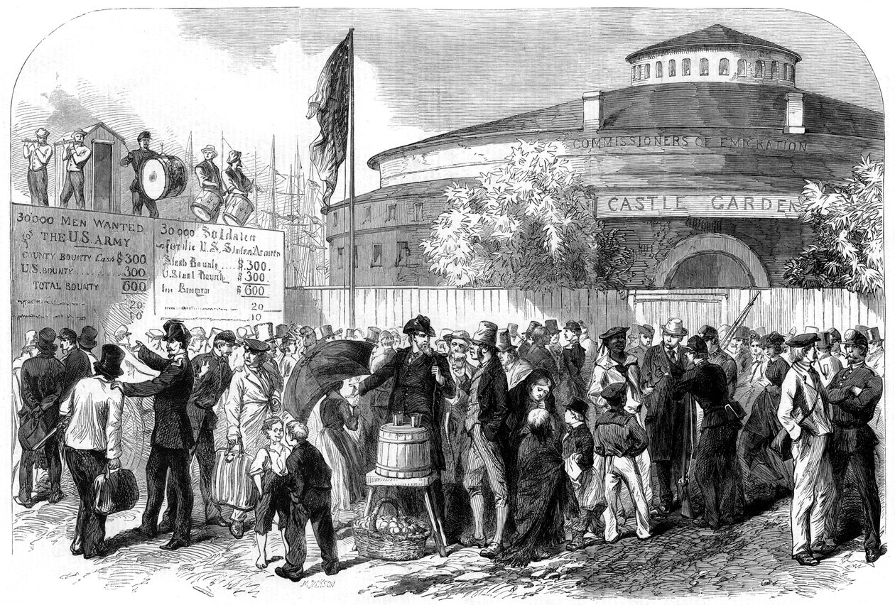 1864年在美国纽约招募爱尔兰和德国移民。 作者 杰克逊