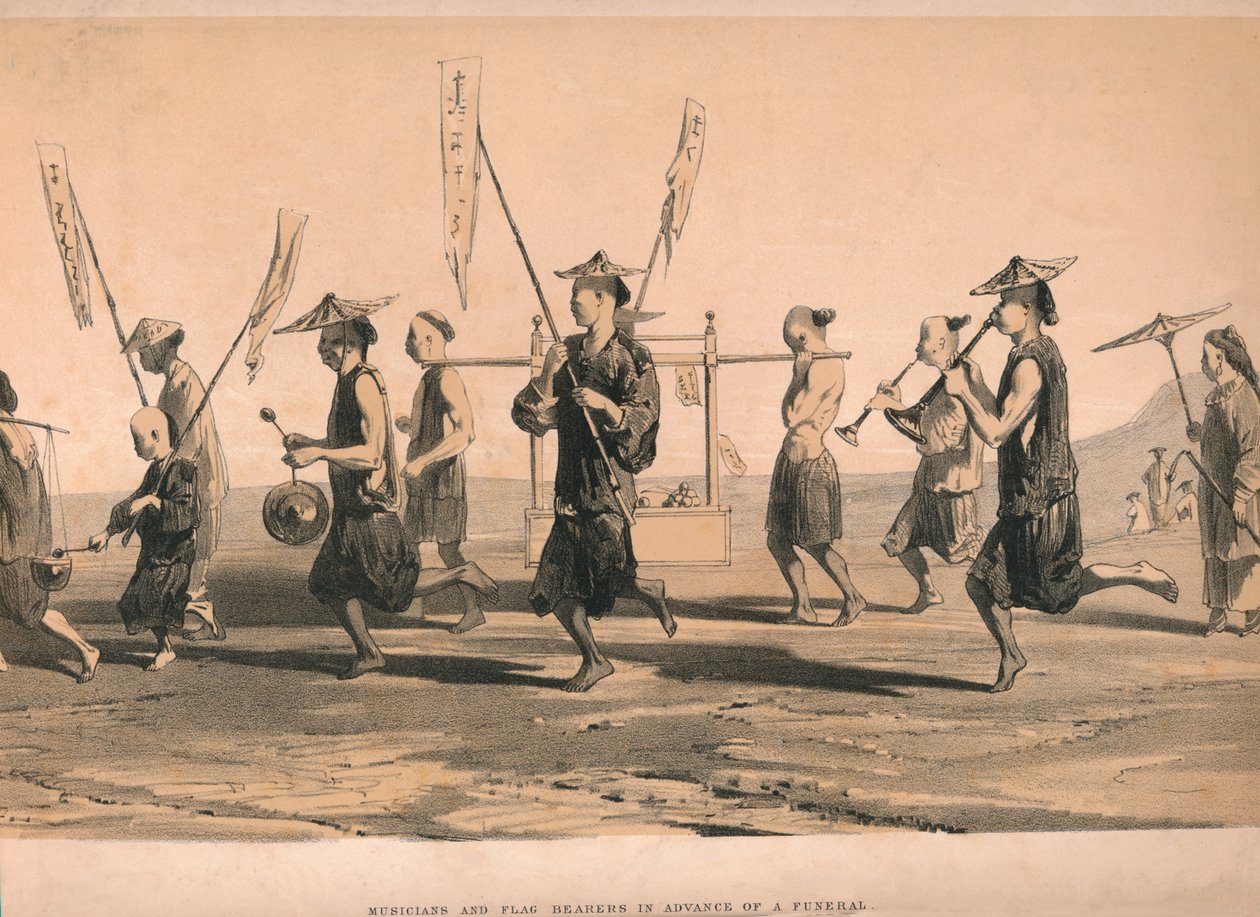 葬礼前的乐师和旗手》，约1860年。 作者 M和N汉哈特