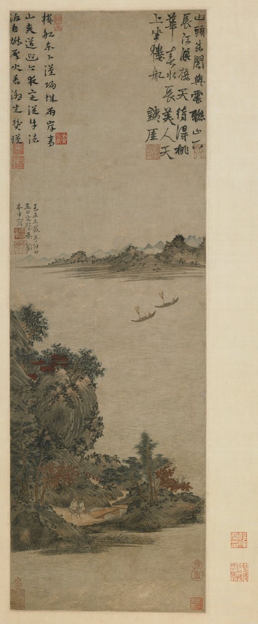 春景，元至明，1343年或以后（纸上的墨水和颜色） 作者 马湾