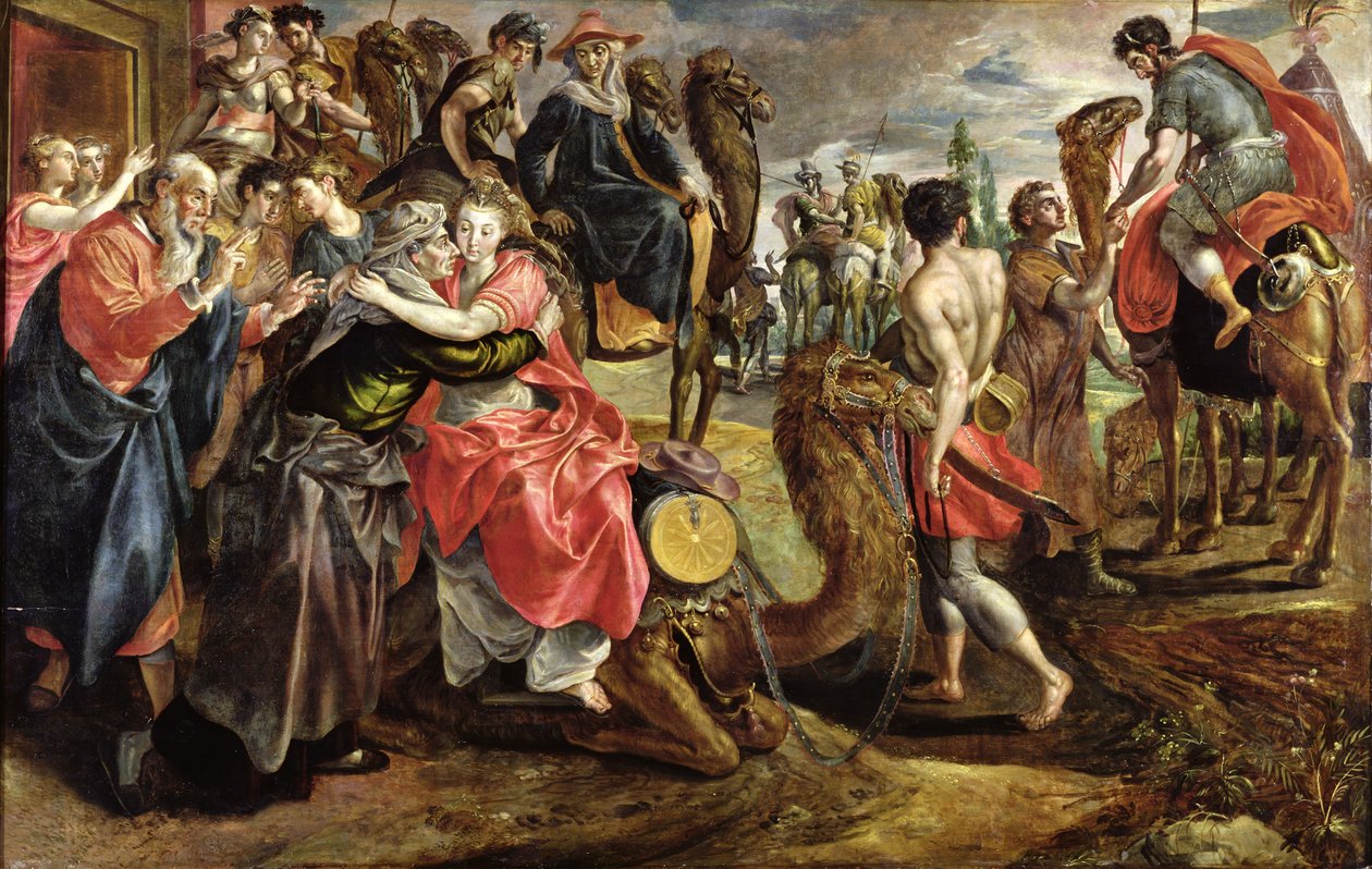 Rebecca告别她的家人，c.1562 作者 马尔滕·德·沃斯