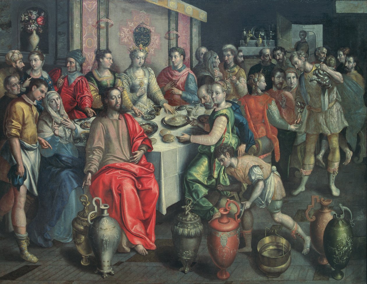 1597年在卡纳的婚姻 作者 Vos的Maarten de studio