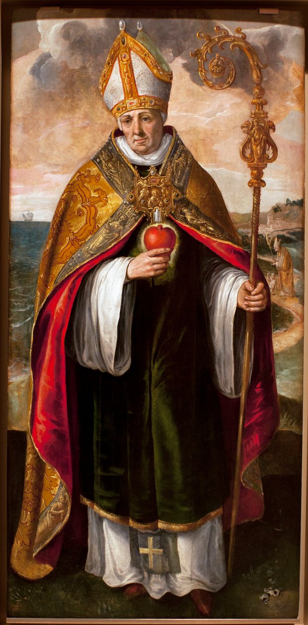河马的奥古斯丁 - 圣奥古斯丁 (Augustine of Hippo, 354-430) Maaerten de Vos (Martin de Vos, Marten de Vos) (1532-1603) 绘画，木版油 作者 马尔滕·德·沃斯