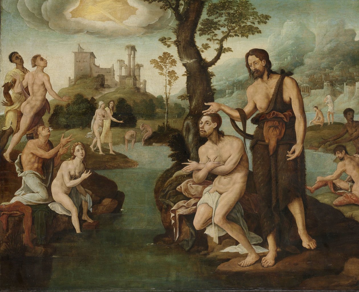 基督的洗礼 作者 Maarten van Heemskerck（圈子）