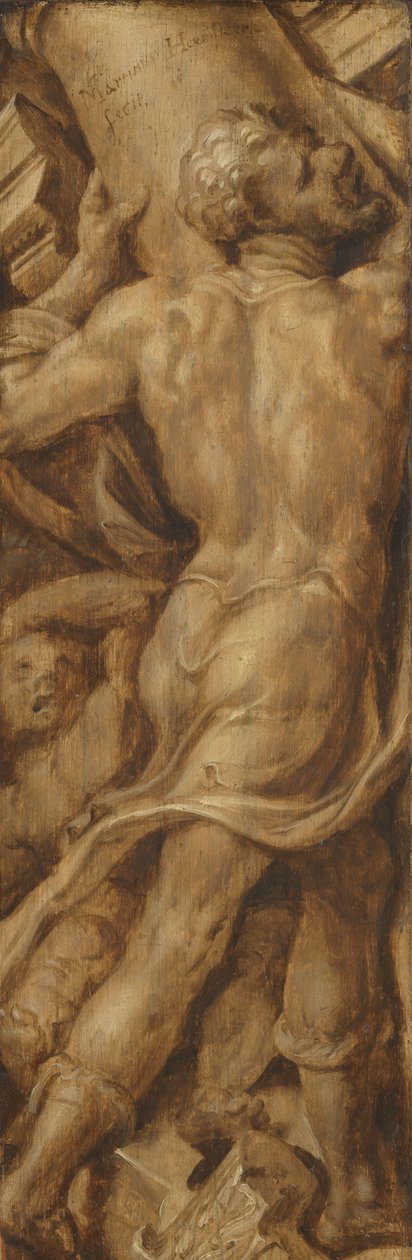 参孙击碎圣殿的柱子 作者 Maarten van Heemskerck（艺术家签名）