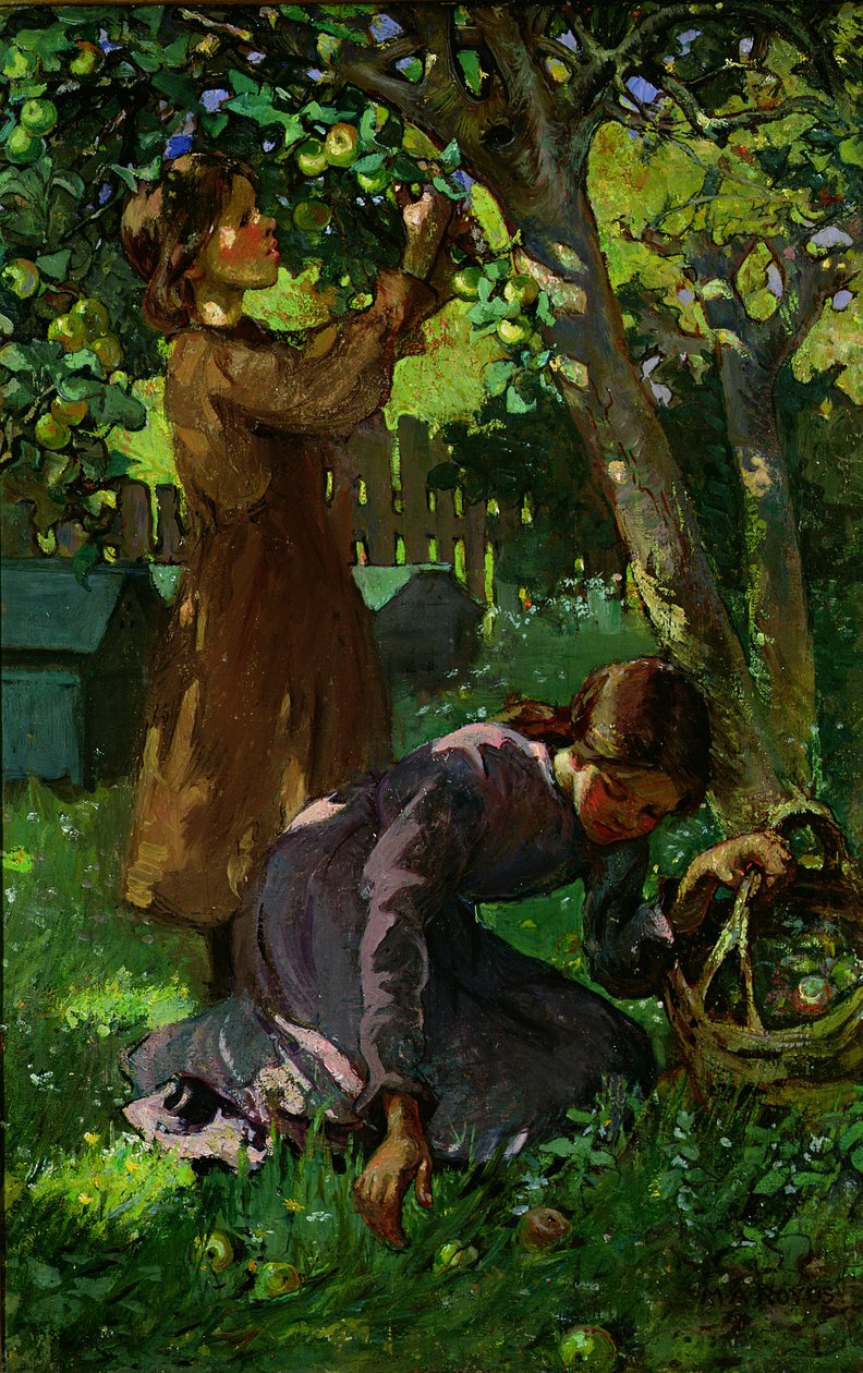 摘苹果，c.1920 作者 梅贝尔·罗伊兹（Mabel Royds）