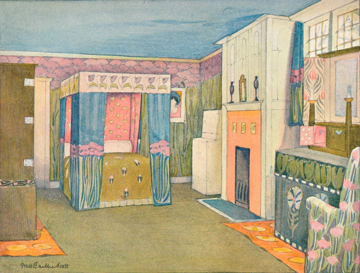 小卧室的装饰，c1899。 作者 麦凯·休·百利·斯科特