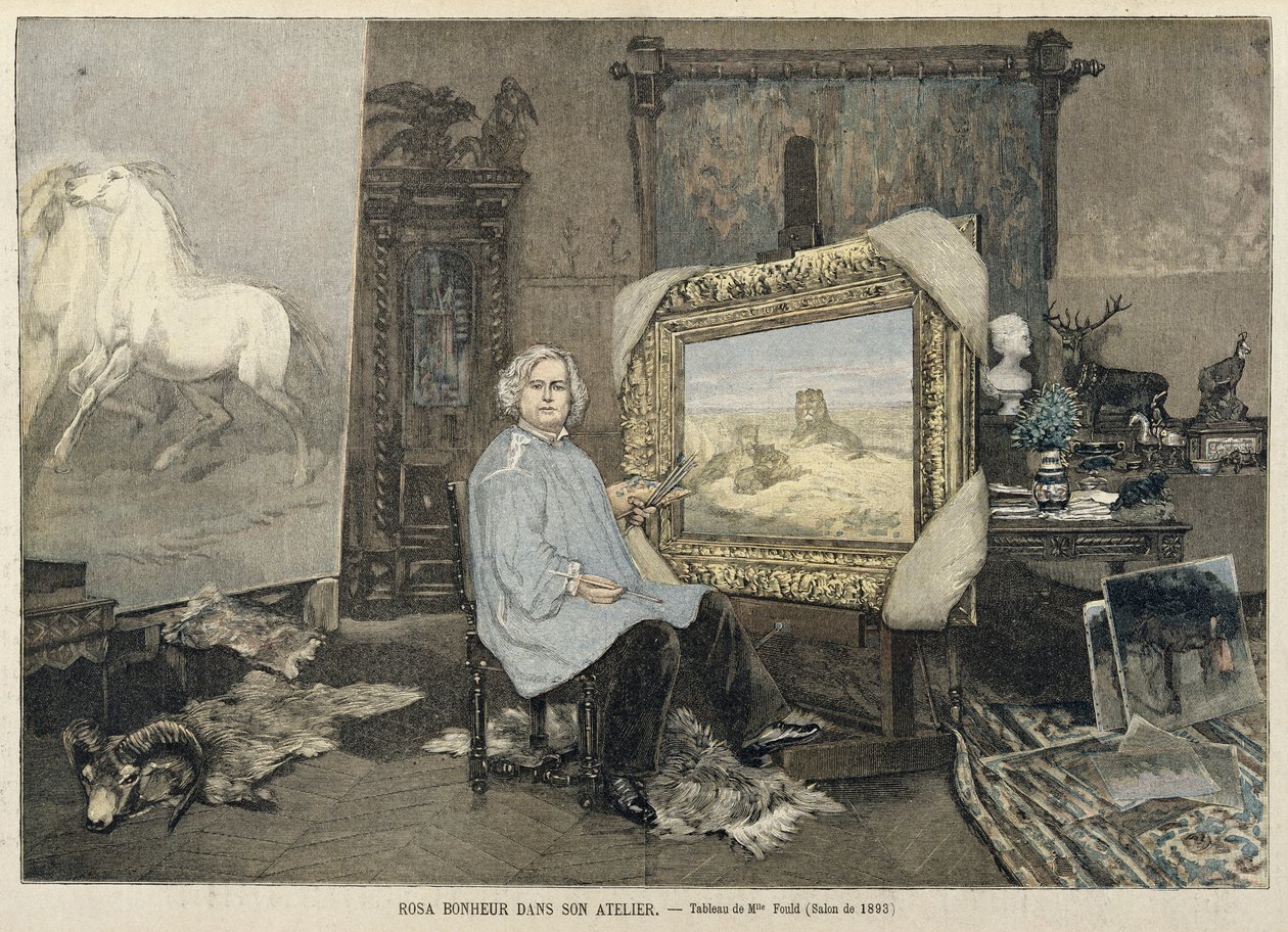 Rosa Bonheur（1822-99）在她的工作室，来自&39;Le Petit Journal&39;，1893年6月3日 作者 孔苏埃洛·福尔德夫人