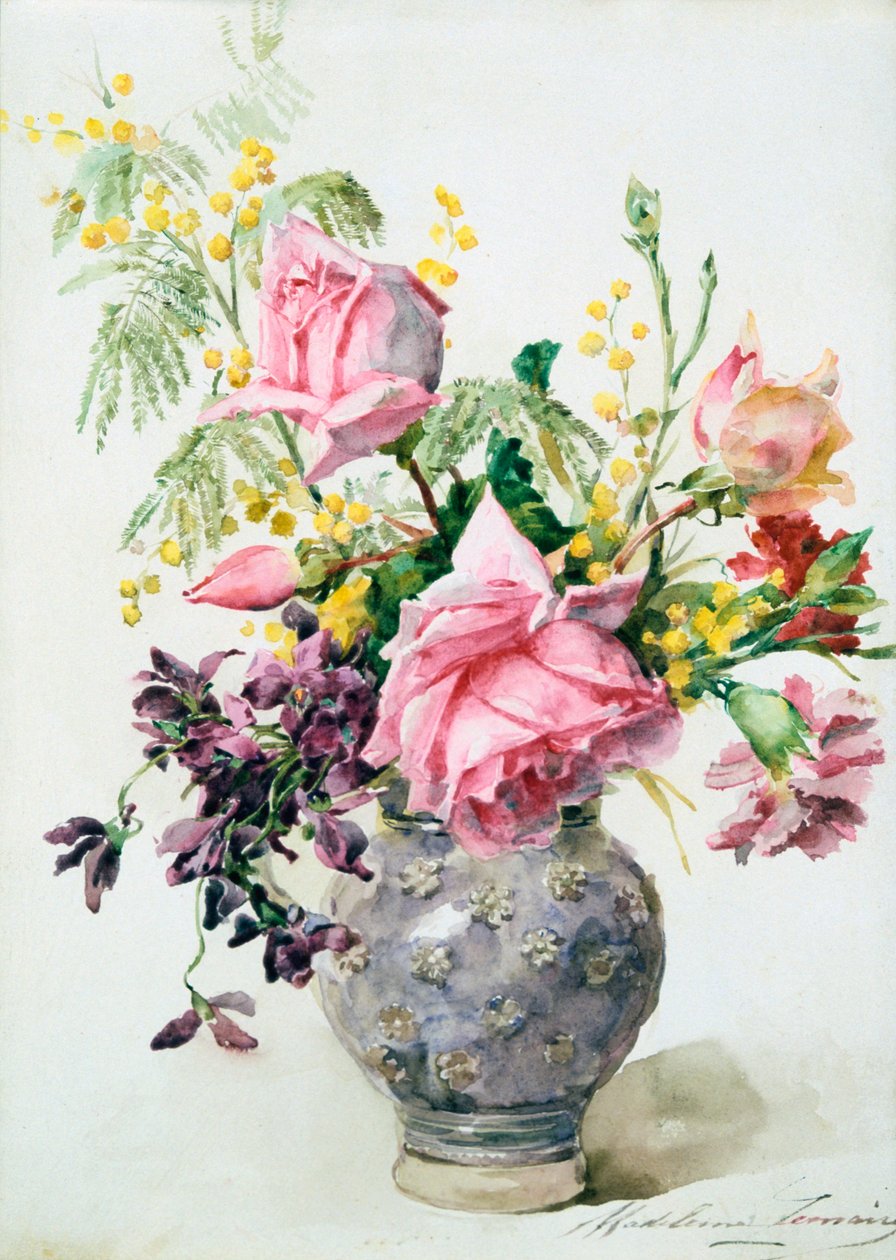 玫瑰花瓶》，约1865-1928年 作者 马德琳（Madeleine Jeanne Lemaire）
