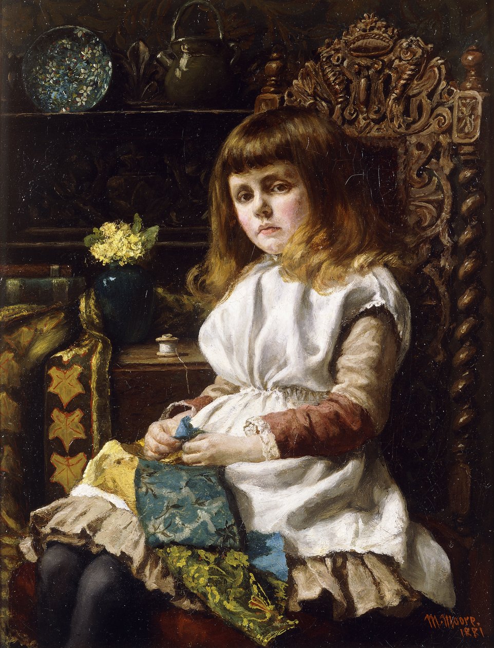 疲惫的手指，1881年 作者 马德娜·摩尔（Madena Moore）