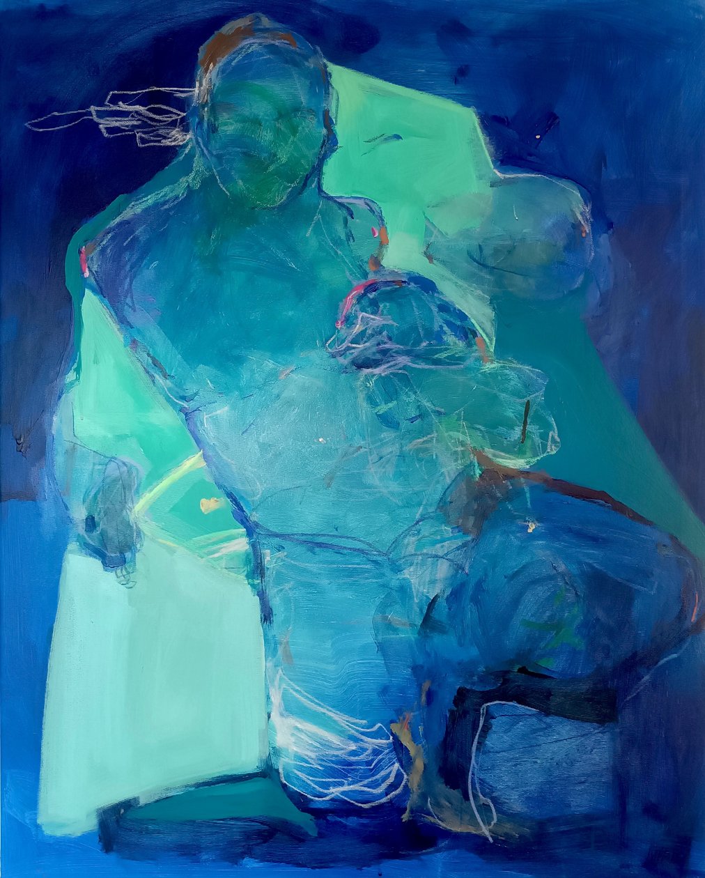 我们在静止中展开：感觉的回声，2025 年（丙烯酸和粉彩画布） 作者 