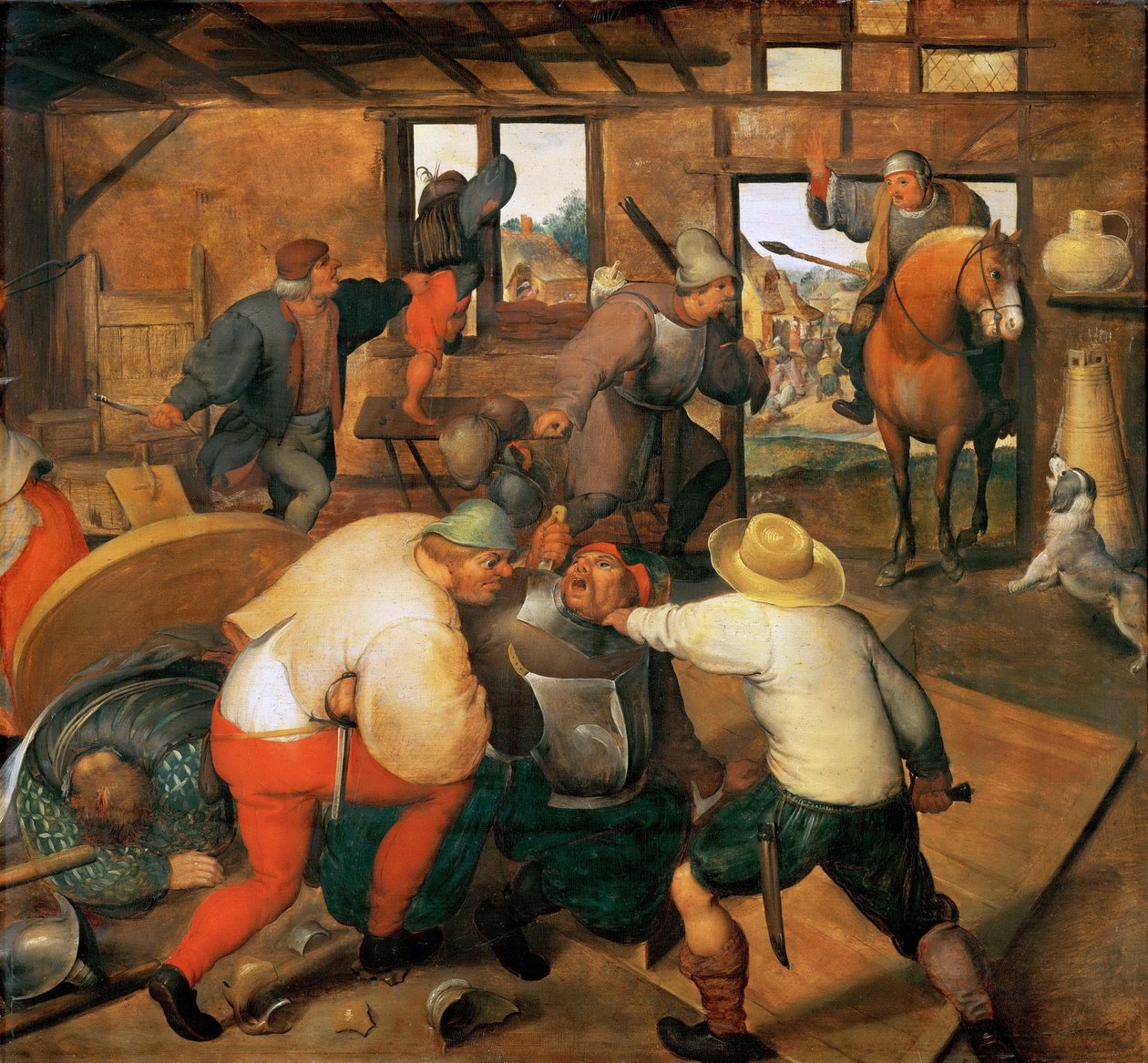 Bagarre entre soldats et paysans - 士兵和农民之间的争吵 - Marten van Cleve, the Elder（1527-1581）。木板油画，约1565-1570。尺寸：47.3x51厘米。艺术史博物馆，维埃纳 作者 马丁范克利夫