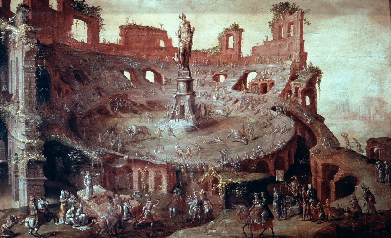 1552年的古董斗牛。 作者 梅尔滕·范·海姆斯克