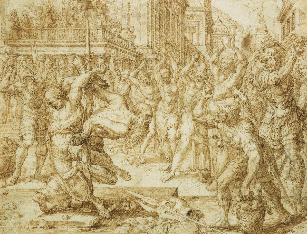 长者的石刑，取自苏珊娜（Susanna）的故事，1562年 作者 梅尔滕·范·海姆斯克