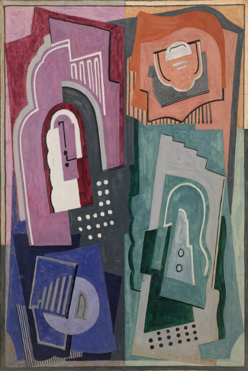 五行构图，c.1929（水粉画） 作者 缅因·耶利特