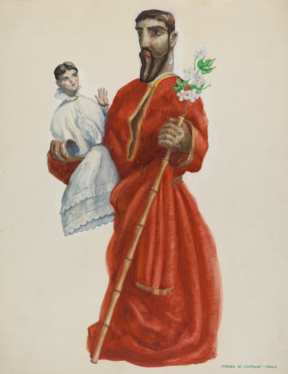 雕刻和绘画的圣托--圣何塞，约1938年。 作者 马杰尔·G·克拉弗林