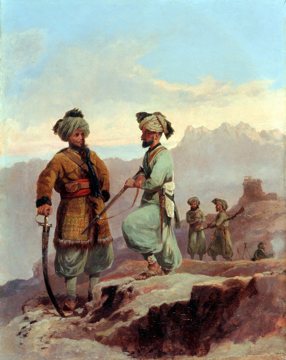 一个纠察队，孟加拉本土步兵的第20旁遮普军团，西北边境，c.1868 作者 沃尔特·范内少将